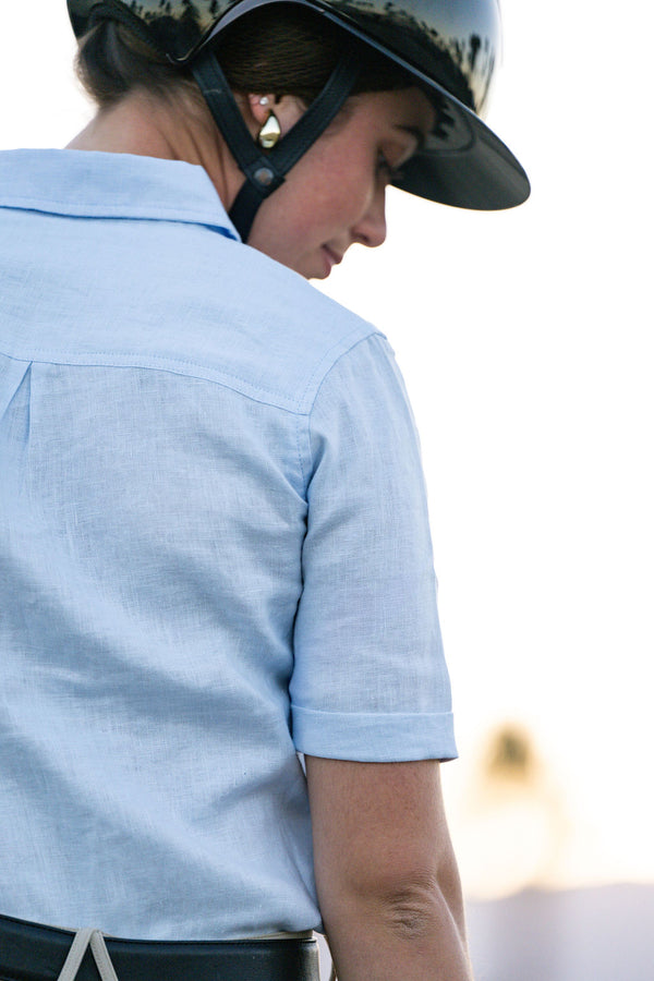 MICHELLE. 100% Linen Button Down Camp Shirt - BellEq™ Equestrian Apparel
