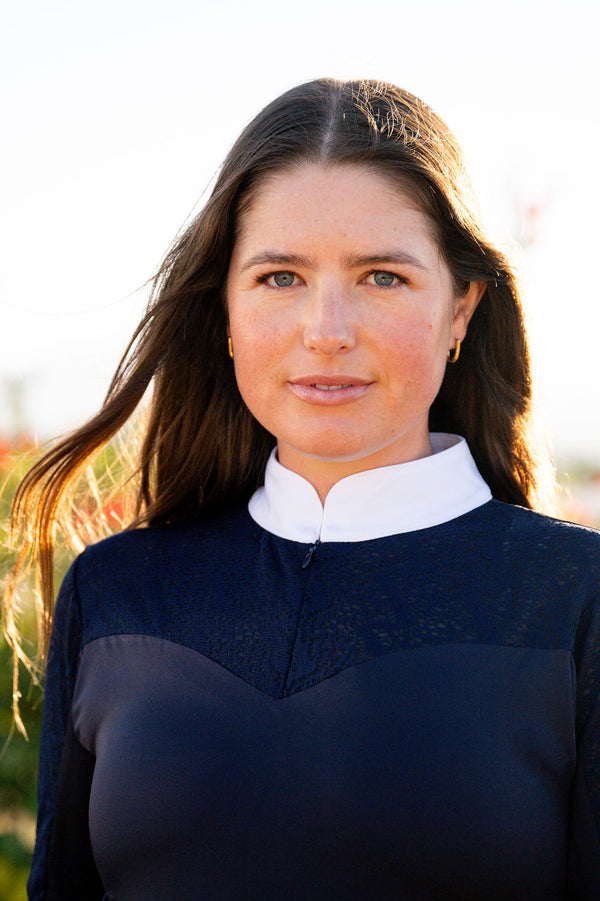 OLIVIA Short Sleeve Show Shirt with Lace Contrast - BellEq™ Equestrian Apparel