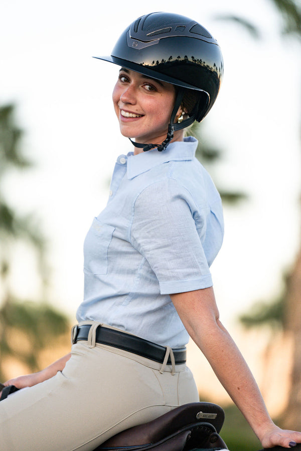 MICHELLE. 100% Linen Button Down Camp Shirt - BellEq™ Equestrian Apparel