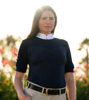 OLIVIA Short Sleeve Show Shirt with Lace Contrast - BellEq™ Equestrian Apparel