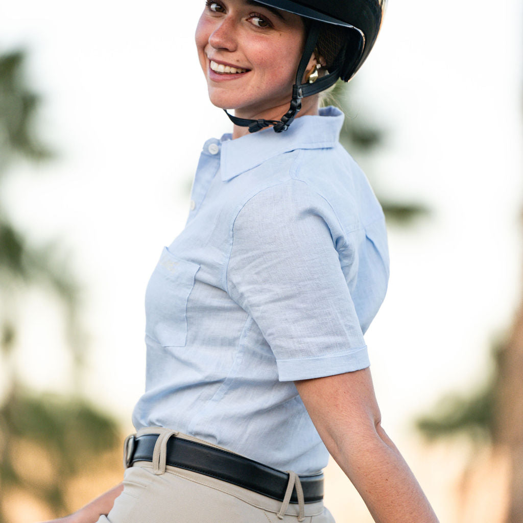 MICHELLE. 100% Linen Button Down Camp Shirt - BellEq™ Equestrian Apparel