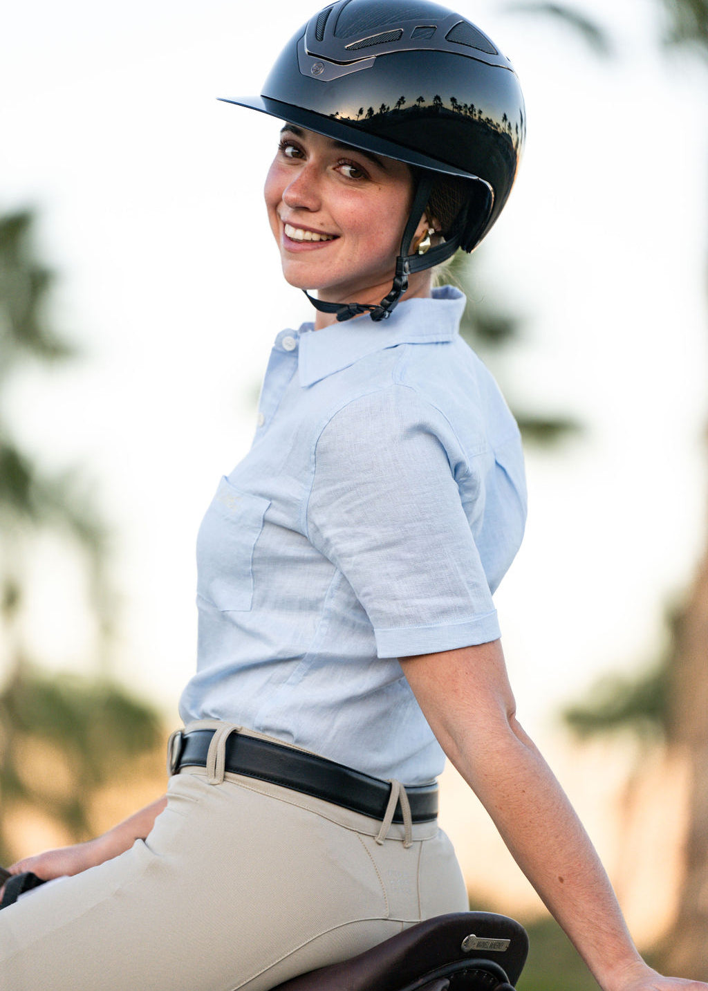 MICHELLE. 100% Linen Button Down Camp Shirt - BellEq™ Equestrian Apparel